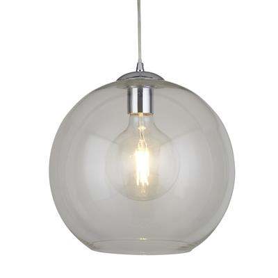 Balls 1Lt Round Pendant 30Cm Dia , Clear Glass, Chrome