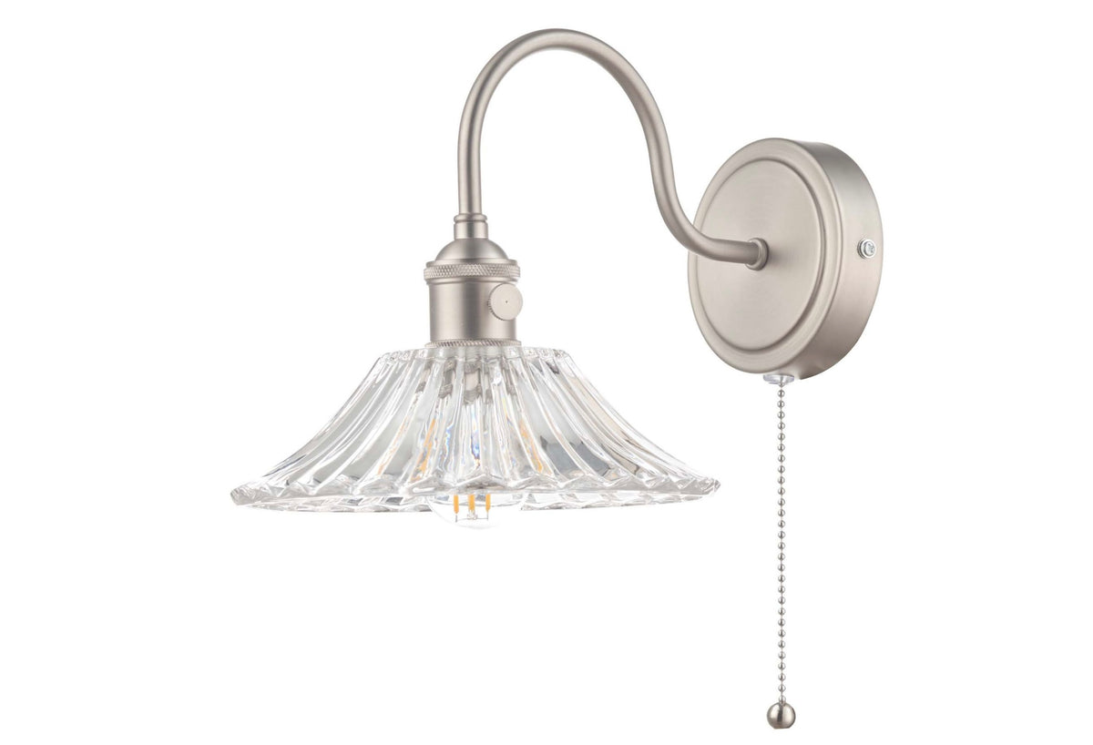 Hadano Wall Light Antique Chrome With Clear Flared Glass shade