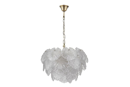 Courtney 10 Light Pendant Textured Glass and Antique Brass