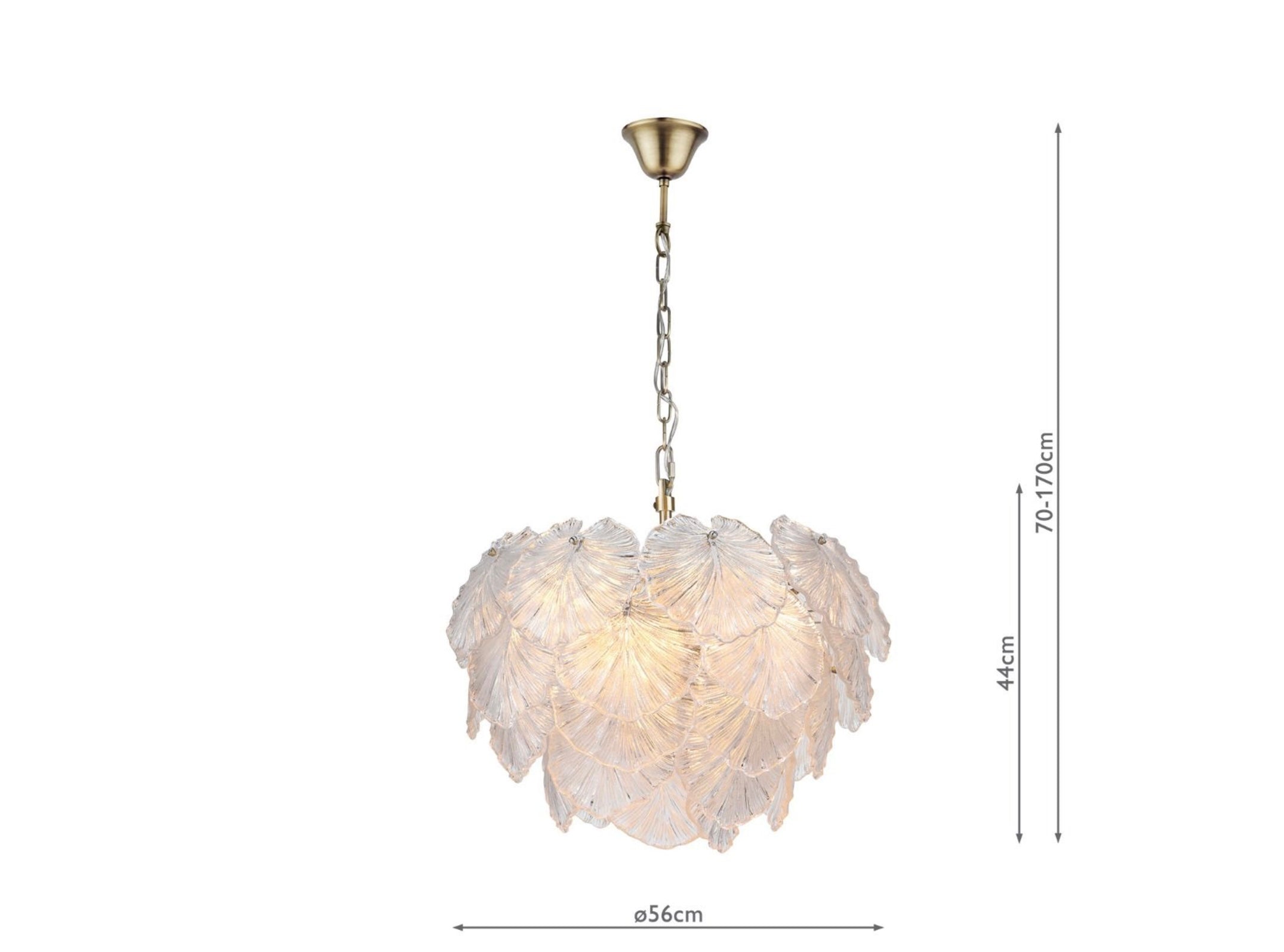 Courtney 10 Light Pendant Textured Glass and Antique Brass