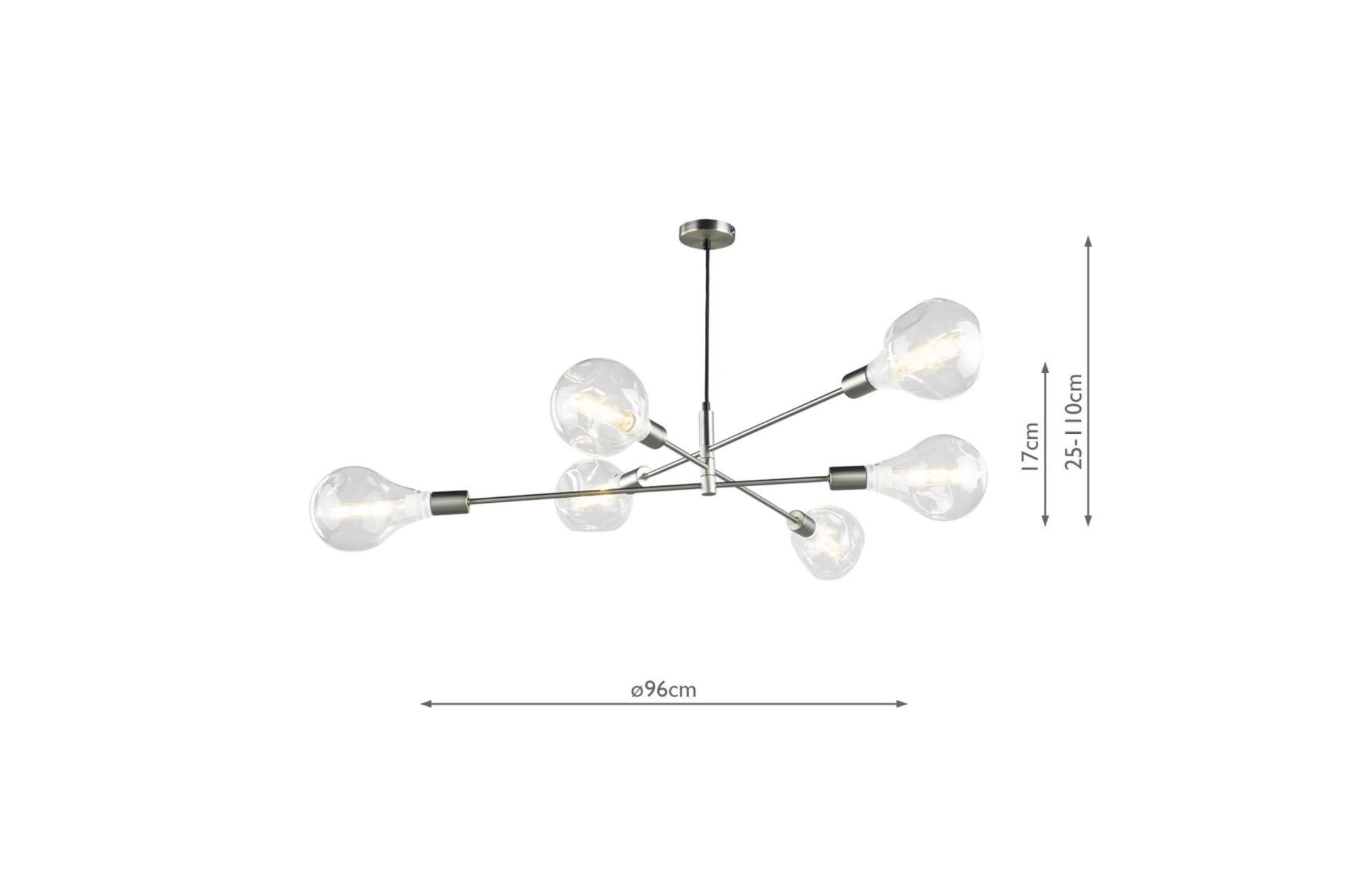 Alana 6 Light Pendant Satin Chrome