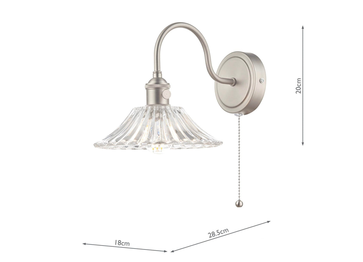 Hadano Wall Light Antique Chrome With Clear Flared Glass shade