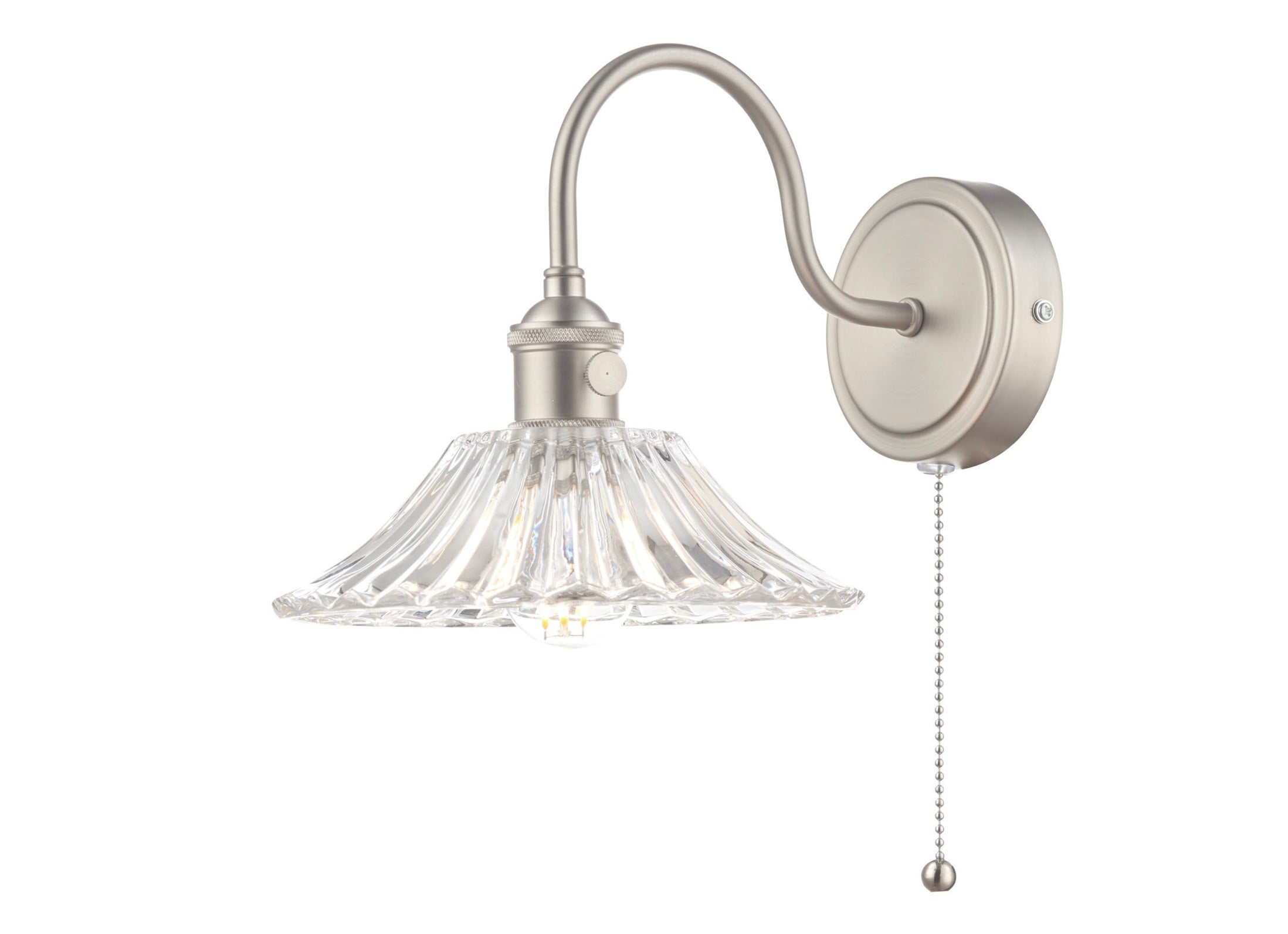 Hadano Wall Light Antique Chrome With Clear Flared Glass shade