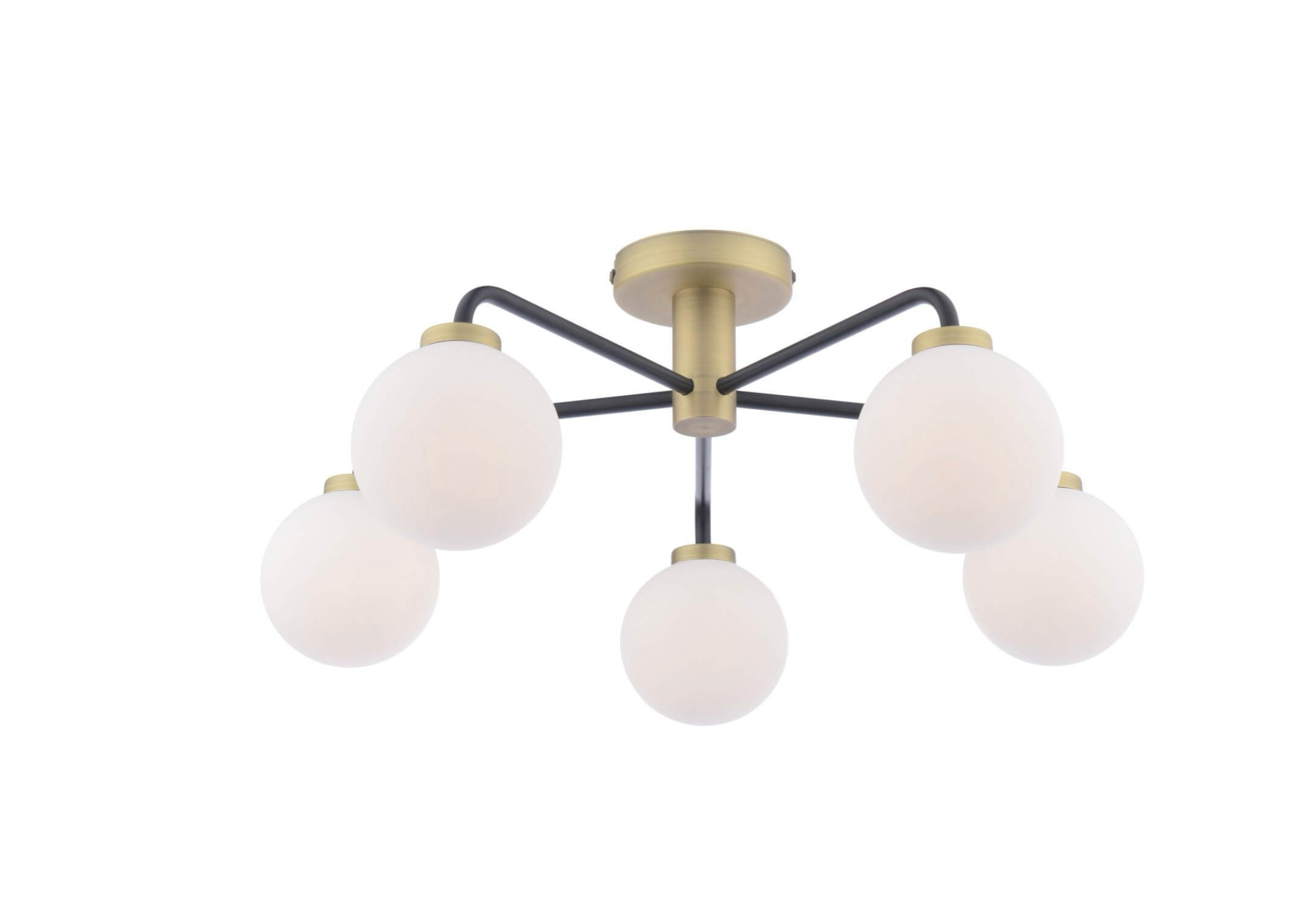 Lainey 5 Light Semi-Flush Matt Black & Opal Glass