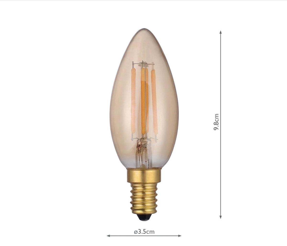 E14 LED filament candle 1lt Accessory Amber glass