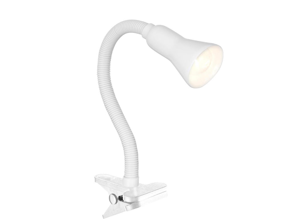 FLEX CLIP TASK LAMP - WHITE METAL