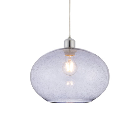 Dimitri 1lt Pendant easyfit Grey glass with bubbles