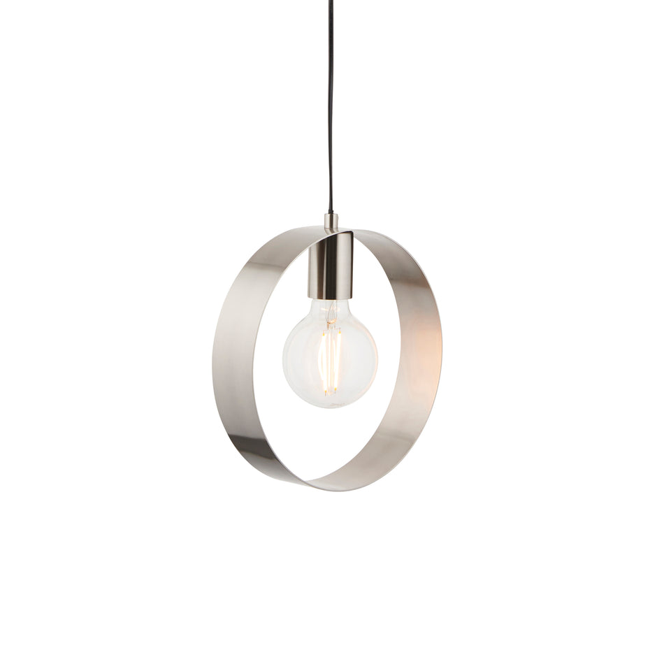 Hoop 1lt Pendant Brushed nickel plate